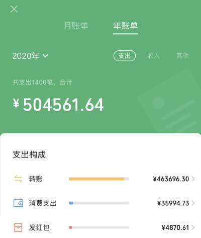 2020微信年度账单总支出查看